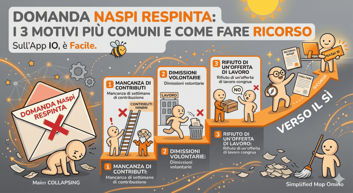 domanda NASpI respinta come fare ricorso motivi reiezione disoccupazione, pratica INPS bloccata, recuperare i contributi, modulo NASpI com, istanza di riesame online.